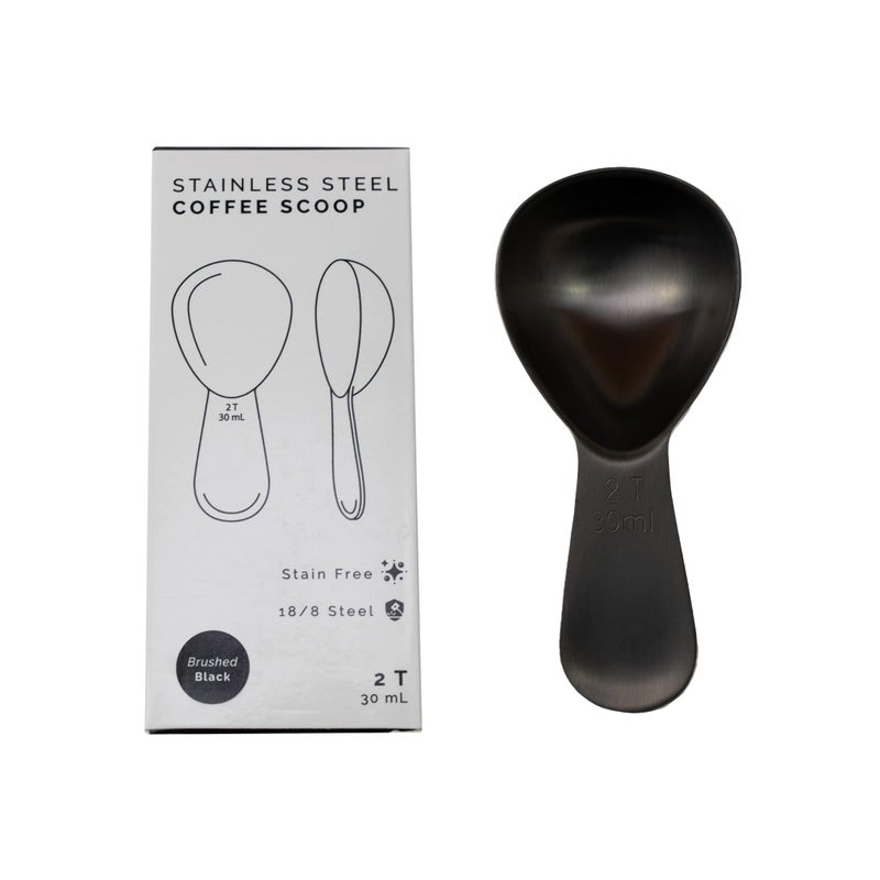 Planetary Design Coffee Scoop 2 Tbsp - Brushed Black, Stainless Steel - Precise Measuring Spoon for Coffee, Tea & More - Ergonomically Balanced Handle - Fits Inside Airscape® Canisters - Image 1